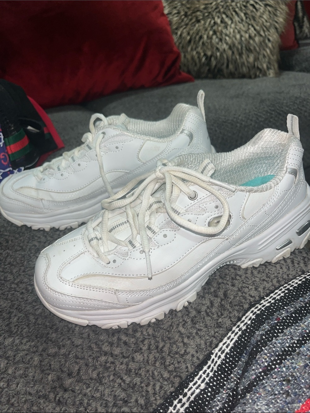 Skechers White Women's Lace-Up Chunky Sneakers